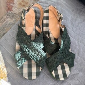 CASTANER Made In Spain Green Slingback Sandal  Espadrille Size Euro 37 NWOT